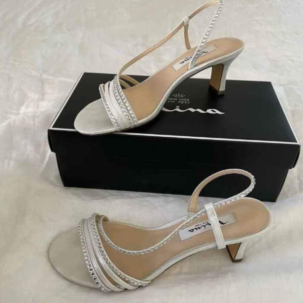 Nina 'Gerri' Embellished Slingback Sandal Women - Silver Reflect